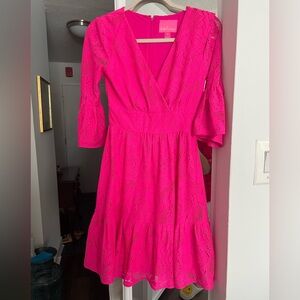 Lilly Pulitzer Vibrant Pink Lace Long Sleeve Dress